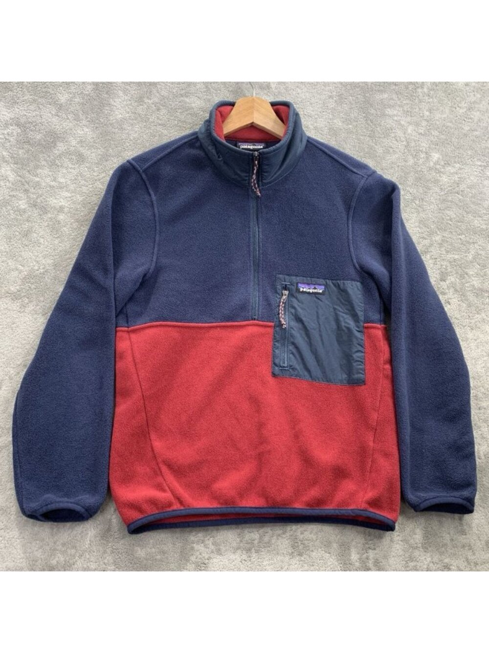 Patagonia Microdini 1/2 Zip Fleece Pullover Mens XXS Red Blue Outdoor Gorpcore